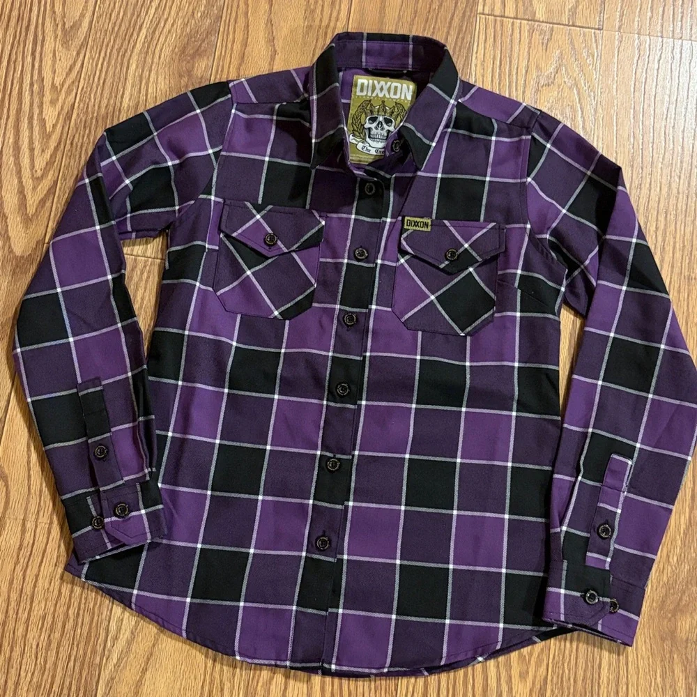 Dixxon The Crown Flannel Ladies Size Small Purple Plaid - Picture 1 of 7